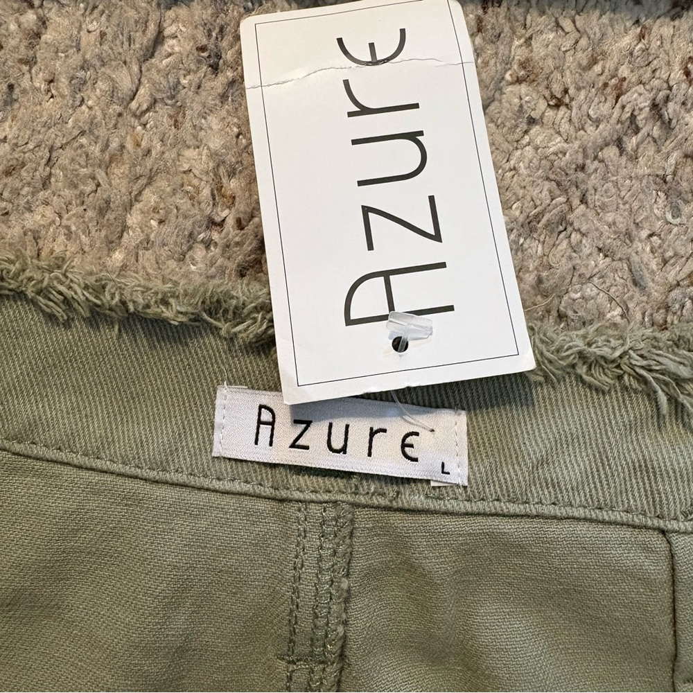 Azure High-Rise Olive Wide-Leg Utility Pants with Tie Waist Size Large NWT - Picture 2 of 11